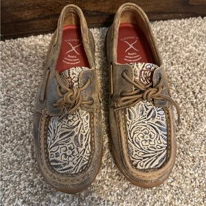Twisted X Women’s Tan and Brown Boat Shoes
